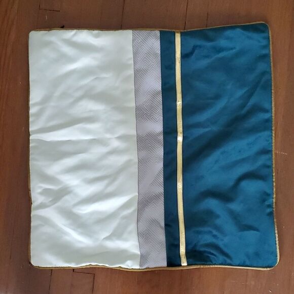 Set of 2 Velvet and Satin with Gold Stripe Pillow Covers (one large- one small) - Picture 6 of 11